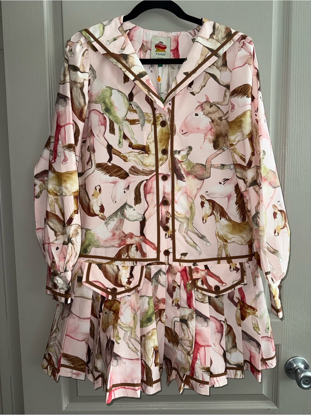 FARM Rio Rose Wild Horses Long Sleeve Mini Dress - Picture 7 of 10